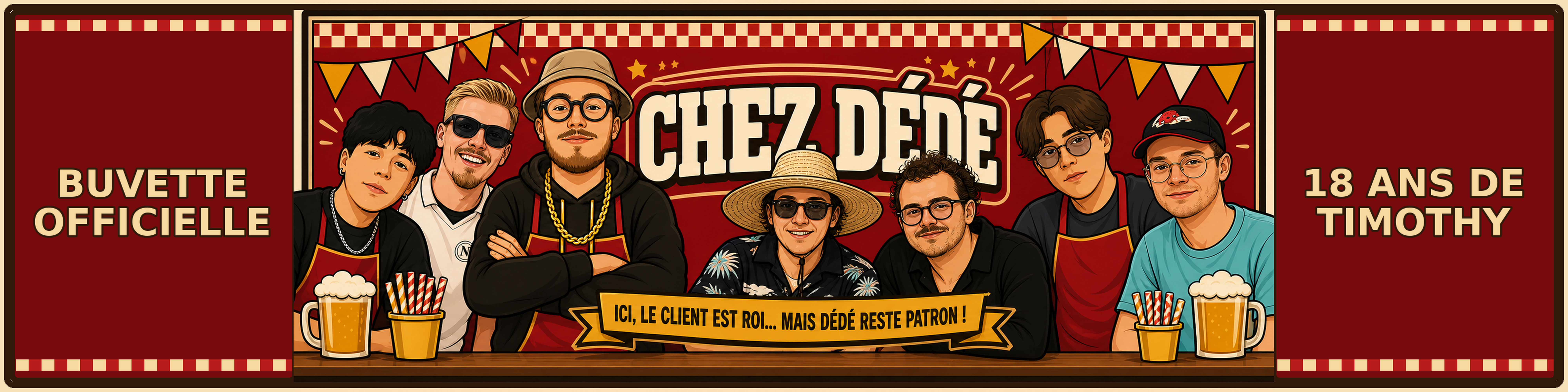 Bannière illustrée de l'équipe de la buvette Chez Dédé